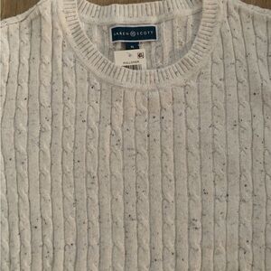 Karen Scott Cream Cable Knit Crewneck Sweater